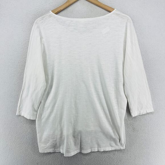 EILEEN FISHER Top XS Tunic Organic Cotton Jersey V-Neck 3/4 Sleeve White - Picture 2 of 15